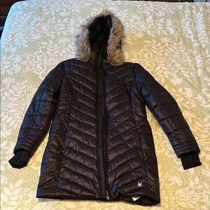 Spyder Black Puffer Jacket with Chevron Quilting